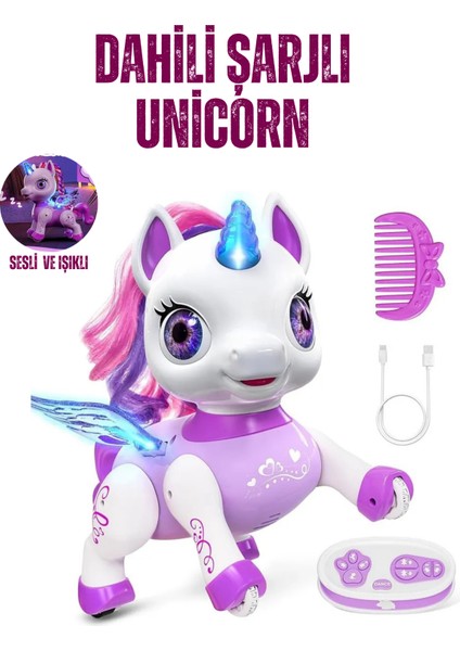 Oyuncak Uzaktan Kumandalı Robot Kedi ve Unicorn Ponny Oturup Kalkabilen Şarjlı LED Işıklı Sesli Dans Eden Toy Cat fırsatları