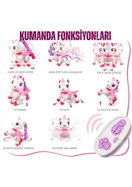 Oyuncak Uzaktan Kumandalı Robot Kedi ve Unicorn Ponny Oturup Kalkabilen Şarjlı LED Işıklı Sesli Dans Eden Toy Cat indirimleri