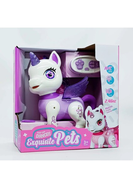 Oyuncak Uzaktan Kumandalı Robot Kedi ve Unicorn Ponny Oturup Kalkabilen Şarjlı LED Işıklı Sesli Dans Eden Toy Cat
