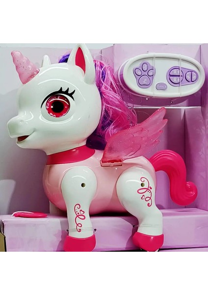 Oyuncak Uzaktan Kumandalı Robot Kedi ve Unicorn Ponny Oturup Kalkabilen Şarjlı LED Işıklı Sesli Dans Eden Toy Cat