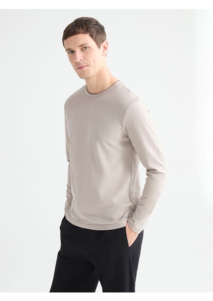 Yeni Sezon Bisiklet Yaka Uzun Kollu Erkek Pijama Üst