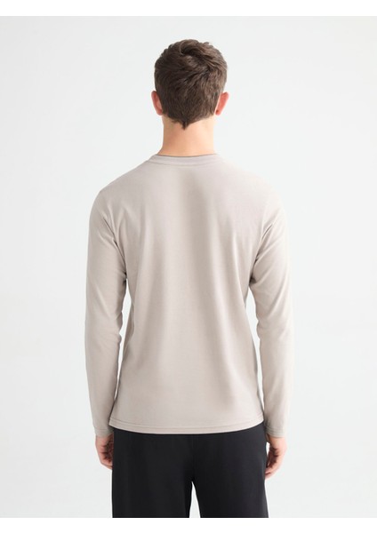 Yeni Sezon Bisiklet Yaka Uzun Kollu Erkek Pijama Üst fırsatları