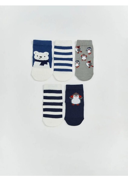 Desenli Erkek Bebek Soket Çorap 5'li (W5)