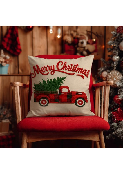 Yılbaşı Çam Ağacı Nakış Desenli, Dijital Baskılı, Çift Taraflı Kırlent Kılıfı. 2'li Set Kırlent Kılıfı modelleri