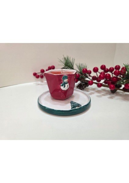 Yılbaşı Temalı Dekoratif Seramik Jel Mum