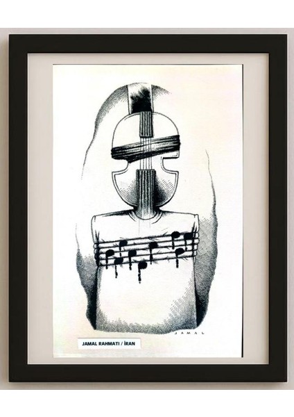 Jamal Rahmati 26X17CM Orijinal Karikatür Tablo