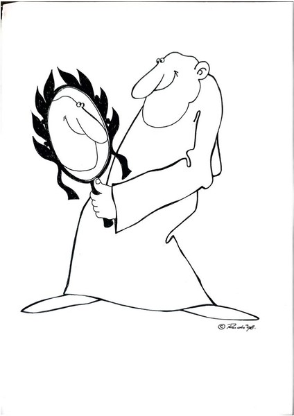 Rudi Schmückle 29X21CM Orijinal Karikatür Tablo modelleri