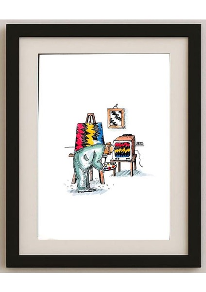 Winfried Besslich 29X21CM Orijinal Karikatür Tablo