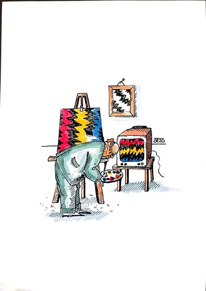Winfried Besslich 29X21CM Orijinal Karikatür Tablo modelleri