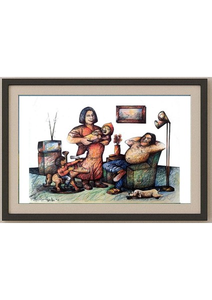 Candido Isidfo Cuenca Fuentes 43X30CM Orijinal Karikatür Tablo