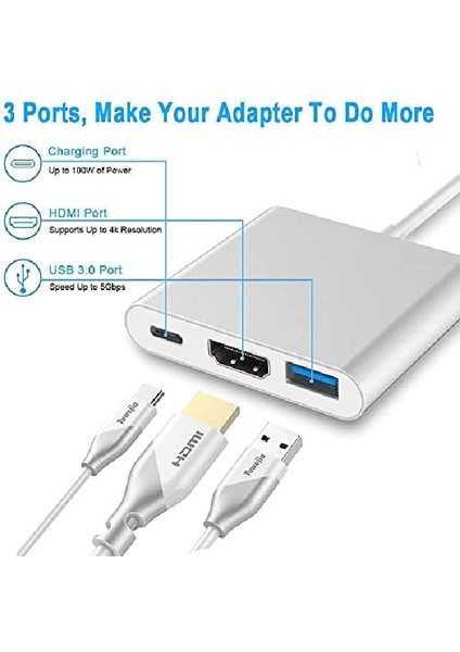 USB C - HDMI Çoklu Bağlantı Noktası Adaptörü/usb 3.0 Bağlantı Noktası/pd Hızlı Şarj Adaptörü fiyatları