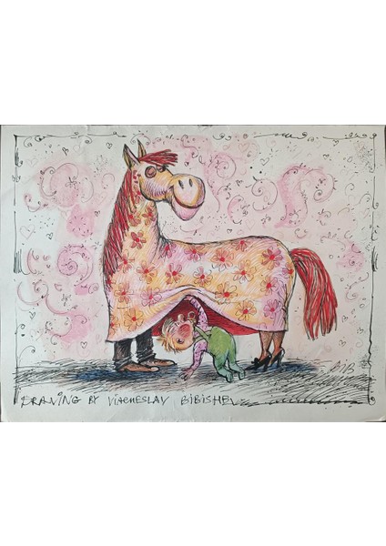 Viacheslav Bibishev 43X30CM Orijinal Karikatür Tablo modelleri