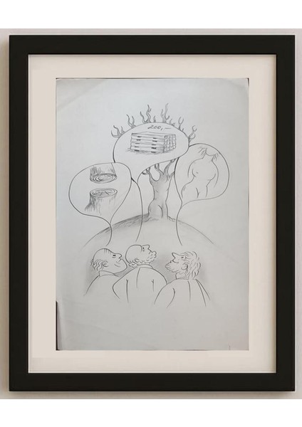 Wolfgang Schlegel 43X30CM Orijinal Karikatür Tablo