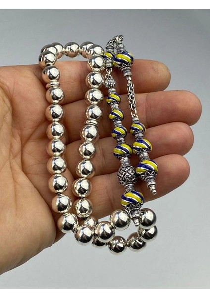 Mineli Taraftar Tesbih - 925 Ayar Gümüş, Birinci Takı & Aksesuar'dan El Işçiliği 45 Gram 32 cm