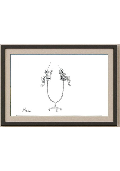 Ali Divandari 29X21CM Orijinal Karikatür Tablo