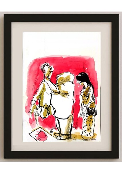 Vasantha Hosabettu 22X16CM Orijinal Karikatür Tablo