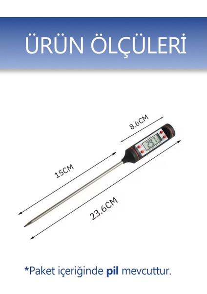 Gıda Termometresi Dijital -50°c / +300°C Aralığı – Yemek, Et, Sıvı ve Bebek Maması Isı Ölçer