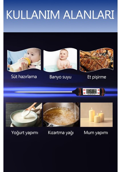 Gıda Termometresi Dijital -50°c / +300°C Aralığı – Yemek, Et, Sıvı ve Bebek Maması Isı Ölçer fiyatları