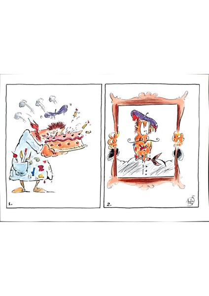 Szalai Attila 29X21CM Orijinal Karikatür Tablo modelleri