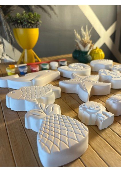 12 Adet Xl Boy Deniz Hayvanları Taş Boyama Seti Anne ve Çocuk Etkinliği Taş Boyama El Beceri Sanatı modelleri