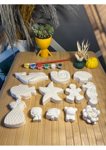 12 Adet Xl Boy Deniz Hayvanları Taş Boyama Seti Anne ve Çocuk Etkinliği Taş Boyama El Beceri Sanatı