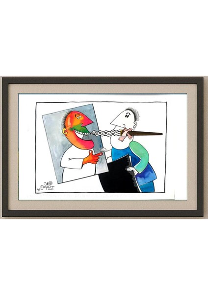 Mohammed Effat 35X25CM Orijinal Karikatür Tablo