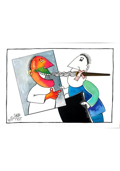 Mohammed Effat 35X25CM Orijinal Karikatür Tablo modelleri