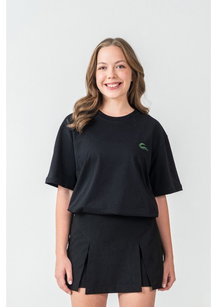 Unisex Erkek/Kadın Oversize Bisiklet Yaka %100 Pamuk Basic T-Shirt