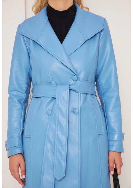 Mtxdpn Düğmeli Uzun Deri Kaban Mavi (Beden: 38) fiyatları