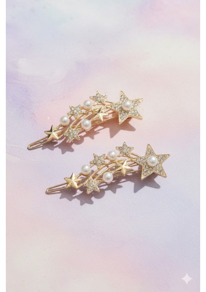 Yıldız Şekilli Inci Detaylı Metal Toka, Metal Klipsli Yıldız Inci Toka (2 Adet) fırsatları
