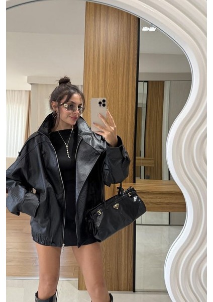 Siyah Oversize Deri Ceket fiyatları