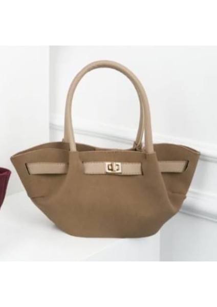 Kadın Açık Kahverengi Süet Omuz ve Kol Çantası