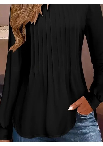 Kadın Uzun Kollu Yuvarlak Yaka Nervürlü Bluz modelleri