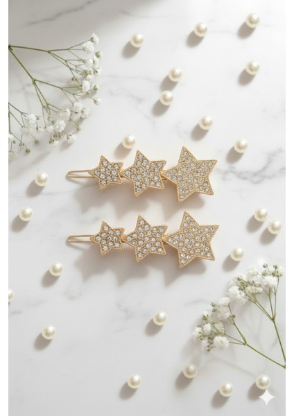 Üçlü Yıldız Şekilli Metal Toka, Metal Klipsli Üçlü Yıldız Toka (2 Adet) modelleri