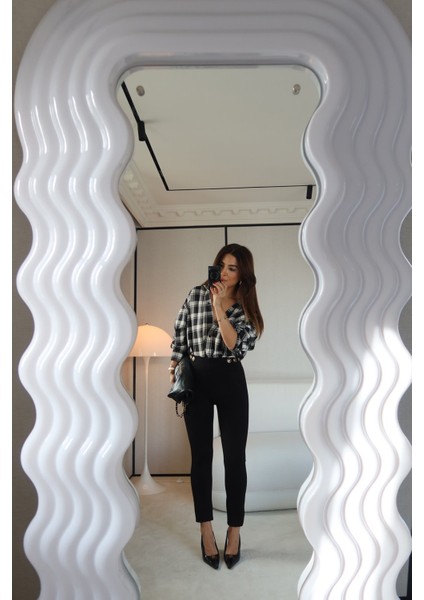 Düğme Detaylı Parça Dikişli Tayt Pantolon indirimleri