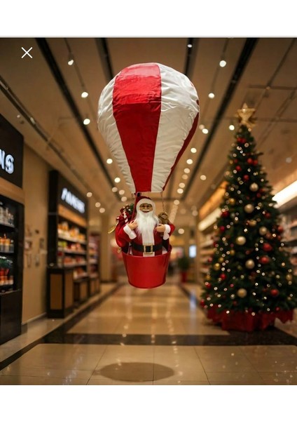 Uçan Balonlu Noel Baba Paraşüt Dekor Süs