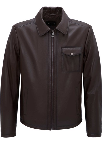 Kahve Hakiki Deri Erkek Hakiki Deri Mont - E25GRJ310620-Q3I