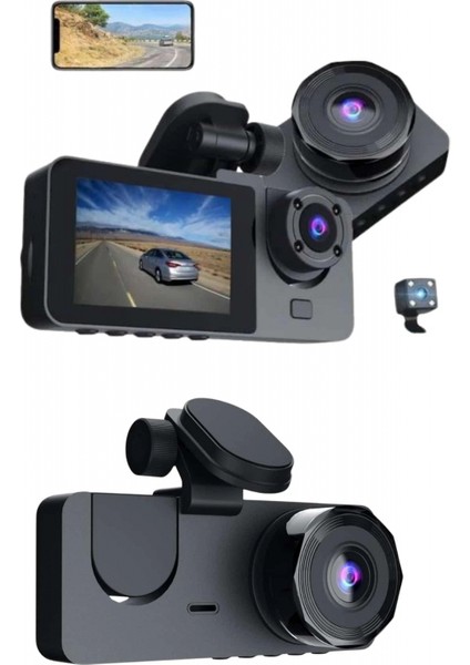 3 Kameralı 2 Inç 1080P Araç Içi Kamera Sürüş Kamerası Carplay fiyatları