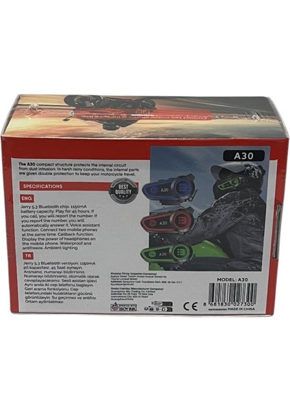 A30 Motosiklet Bluetooth Kask Kulaklık Işıklı Intercom modelleri