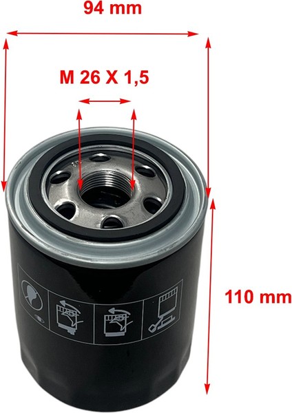 Hyundai H100 2.5 D, 2.6 D 2000-2016 Ince Tip Yağ Filtresi fiyatları