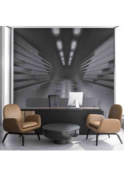 3 Boyutlu Çizgili Işık Desenli Isı ve Ses Yalıtımlı Sağlıklı Tekstil Duvar Kağıdı