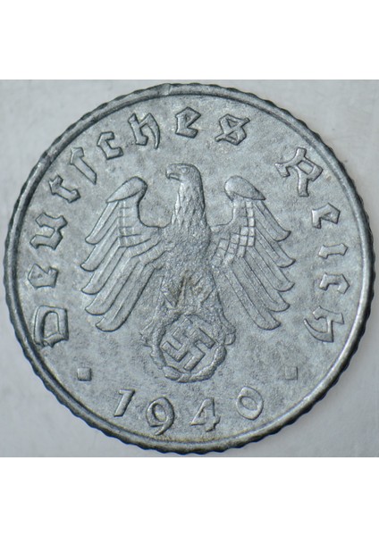 Almanya 5 Pfennig 1940 G. Ikinci Dünya Savaşı Nazi Dönemi. Gamalı Haç. Çinko. modelleri