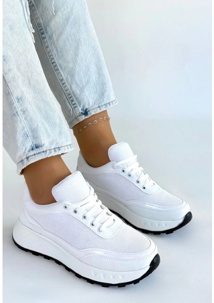 Mtxdpn Edva Beyaz Cilt Bağcıklı Spor Ayakkabı (Numara: 38)