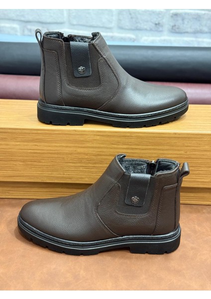 Hakiki Deri Büyük Numara Ortopedik Kürklü Erkek Bot modelleri