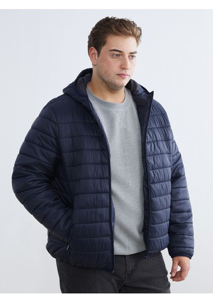 Yeni Sezon Büyük Beden Standart Kalıp Kapüşonlu Erkek Şişme Mont