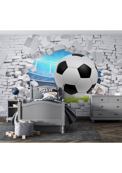3 Boyutlu Futbol Topları Desenli Isı ve Ses Yalıtımlı Sağlıklı Tekstil Duvar Kağıdı indirimleri