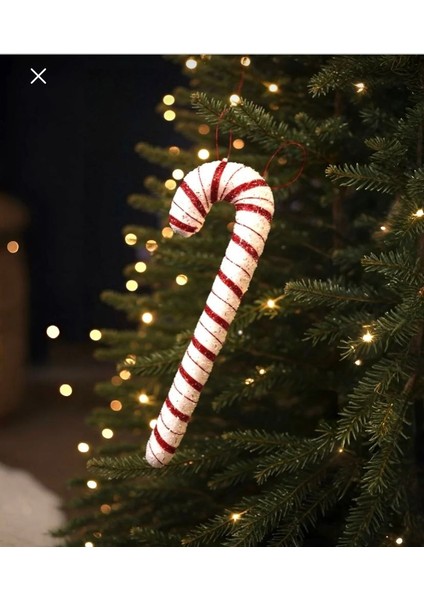 Yılbaşı Kırmızı Beyaz Baston Şeker Asma Süs 47 cm