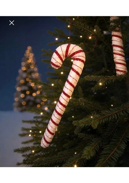 Yılbaşı Kırmızı Beyaz Baston Şeker Asma Süs 47 cm fiyatları