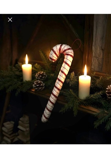 Yılbaşı Kırmızı Beyaz Baston Şeker Asma Süs 47 cm modelleri