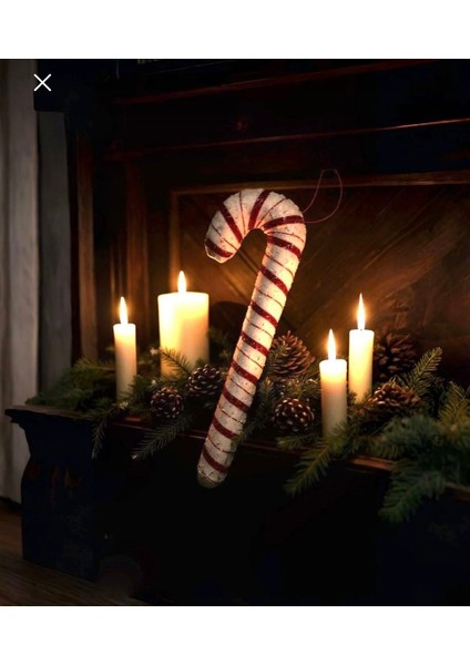 Yılbaşı Kırmızı Beyaz Baston Şeker Asma Süs 47 cm fırsatları